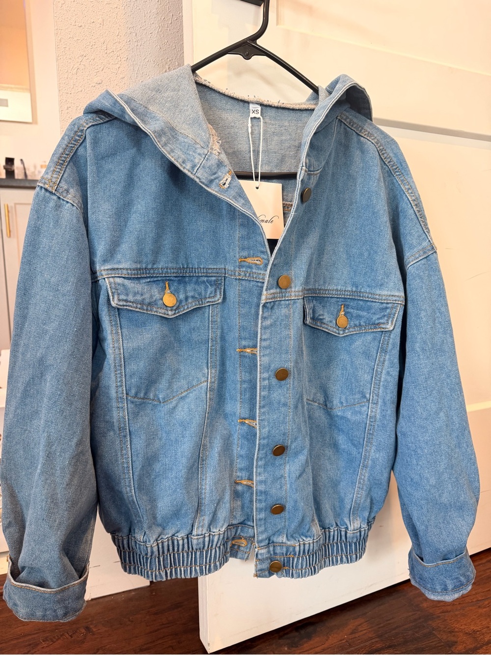 Casual Hooded Light Blue Denim Jacket